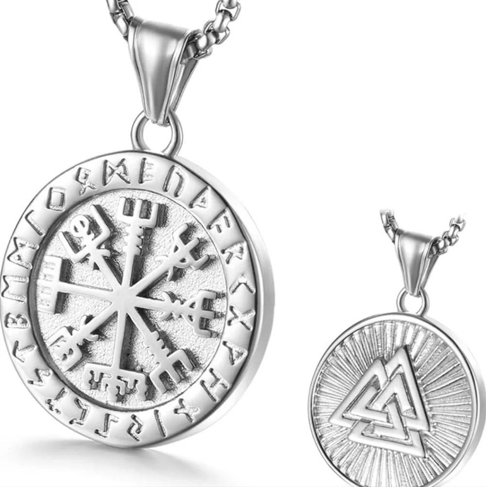 Silver Norse Symbol Pendant Necklace